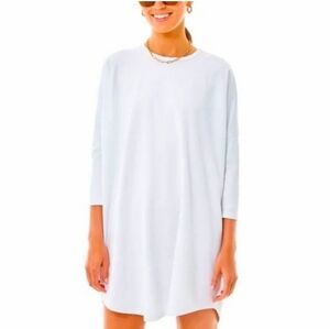 Tuckernuck Pomander Place White Jersey Sue Tunic Shift Dress M/L Medium Large